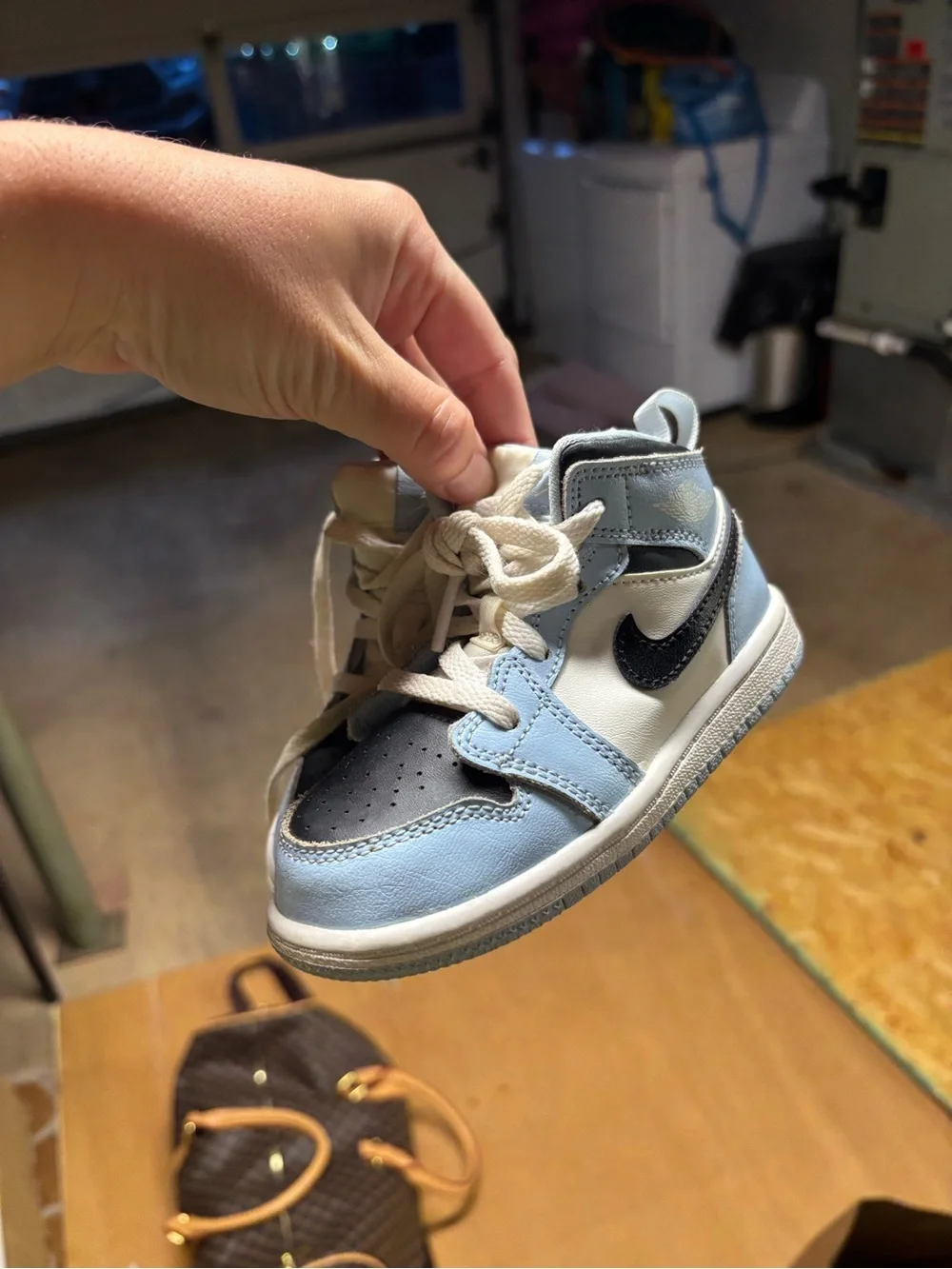 Nike Kids Light Blue, White and Black High-Top Sneakers